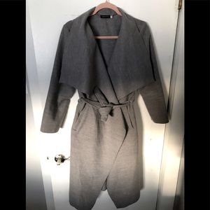 Grey wool waterfall jacket.